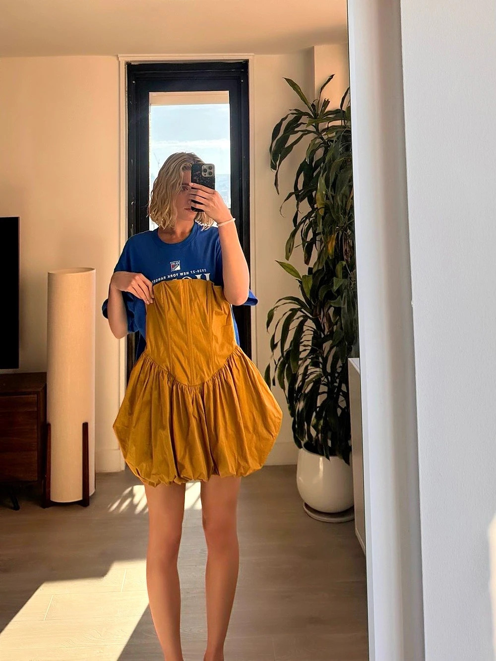 Mini Corset Bubble Dress Size Small Like New in Mustard